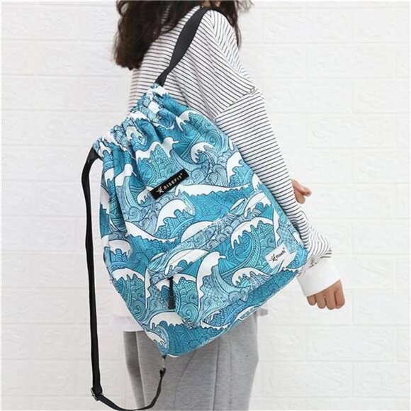 Waterproof Drawstring Bag, Gym Bag Sackpack Sports Beach Backpack for Men Women - Picture 3 of 8